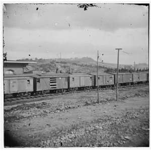 Civil War Reprint Chattanooga, Tenn. Boxcars and depot with Federal 