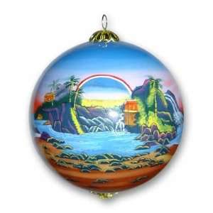  Hawaii Painted Glass Christmas Ornament Island Sunset 