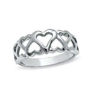  Sterling Silver Open Hearts Band  Size 7 SS LADIES RINGS 