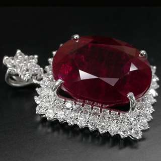 BREATHTAKING BLOOD RED RUBY & WHITE SAPPHIRE 925 SILVER PENDANT 