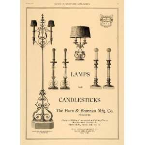 1920 Ad Horn Brannen Philadelphia Lamps Candlesticks   Original Print 
