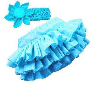   Cute Baby Girls Ruffle Pants Bloomers Nappy Cover Skrit with Headband