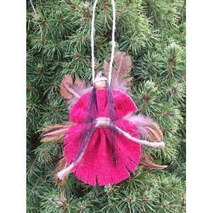 Native American / Indian Angel Christmas Ornament   Red (Handmade in 