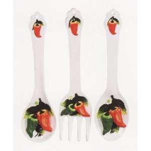  CHILI PEPPER Large 17 Spoon & Fork Wall Decor Set NEW 