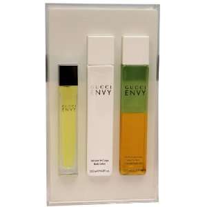  GUCCI ENVY Perfume. 3 PC. GIFT SET ( EAU DE TOILETTE SPRAY 
