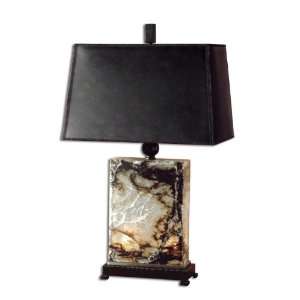 Uttermost 29.5 Inch Marius Table Lamp In Black, Brown & Ivory Marble 