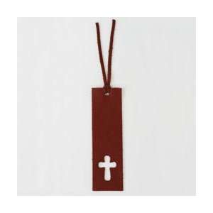  Burgundy Leather Cross Bookmark