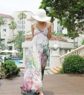 2012 new bohemian maxi dresses flowers beach sundress V neck boho 