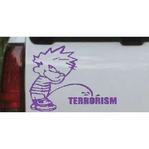Purple 14in X 10.6in    Pee on Terrorism Military Car Window Wall 