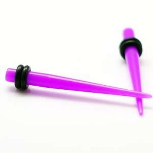  Purple Neon Ear Taper & Stretcher Gauge Ear Plugs ~ 6G ~ 4 
