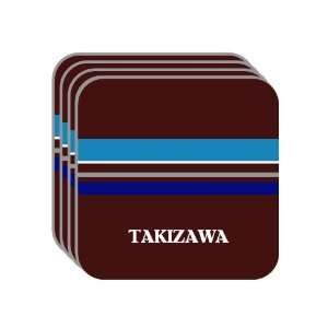 Personal Name Gift   TAKIZAWA Set of 4 Mini Mousepad Coasters (blue 