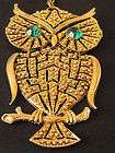 OWL PENDENT GREEN EYES LARGE 3.5 INCHES LONG 2DY4