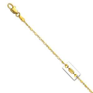  14k Solid Yellow Gold 1.2mm Bead Bar Chain Necklace 18 Jewelry