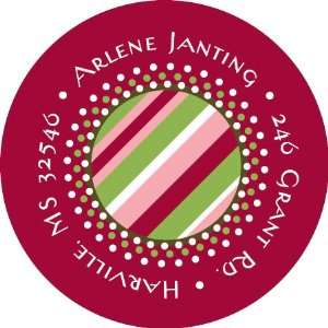  Raspberry Candy Stripe Labels