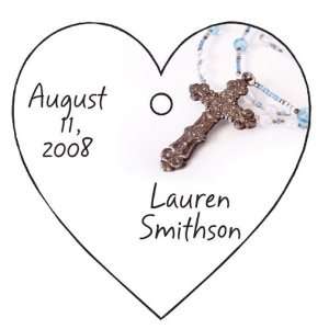 Wedding Favors Blue Bead Rosary Design Heart Shaped Personalized Thank 