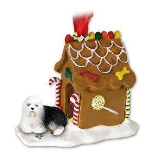   English Sheepdog Ginger Bread House Christmas Ornament