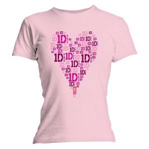   Direction Womens Heart Logo Skinny Fit T Shirt (Pink) *NEW*  