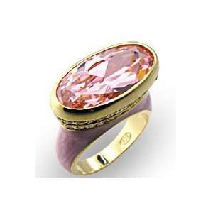  Womens Solitaire Rose CubicZirconia Gold Tone Ring, Size 