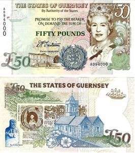 GUERNSEY 50 POUNDS P 59 AU  NOTE 1994 Low price   