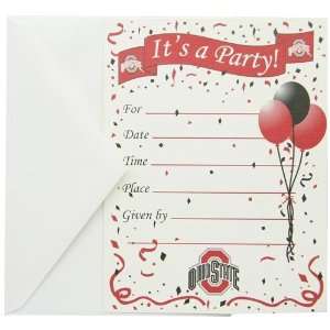  Ohio State Buckeyes 8 Pack Party Invitations & Envelopes 