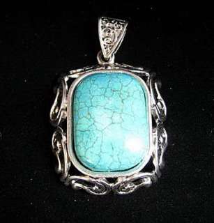 New Antique Style, Natural TURQUOISE Pendant, large  