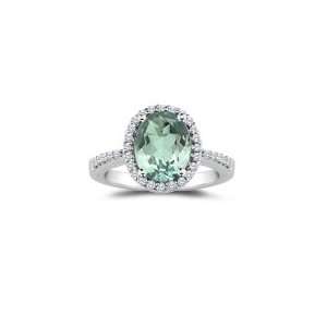  0.25 Cts Diamond & 2.02 Cts Green Amethyst Ring in 14K 