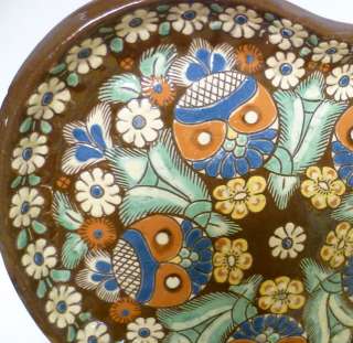 Beautiful Thoune Swiss Pottery Heart Shaped Plate decorated with a 