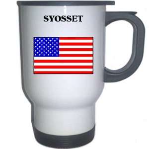  US Flag   Syosset, New York (NY) White Stainless Steel Mug 