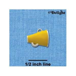  C1174* ctlf   Small Yellow Megaphone   Silver Plated Charm 