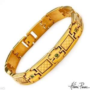 HENRI PUREC Wonderful Gentlemens Bracelet With 1.05ctw Genuine Garnets 
