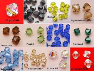 50 Genuine SWAROVSKI Crystal BICONE Bead 4mm CLEAR/ Lt ROSE/ BLUE 