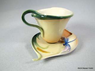 FZ00212 Dragonfly Franz porcelain orange cup and saucer set