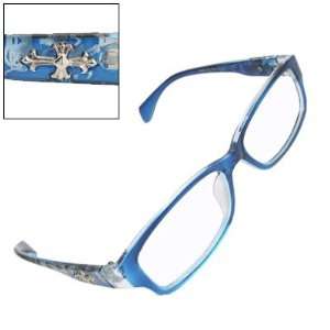   Cross Accent Blue Arms Clear Lens Plano Glasses