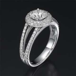 ENGAGEMENT RING 2 CT ROUND CUT CERTIFIED D/VVS1 14KT WHITE GOLD  