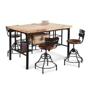   Gathering Table with Butcher Block Top 5 piece Set