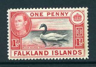 Falkland Islands 1938 KGVI 1d black + carmine SG 147 mint CV £35 