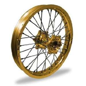 Pro Wheel Supermoto Front Wheel Set   17x3.50   Gold Rim/Gold Hub 26 