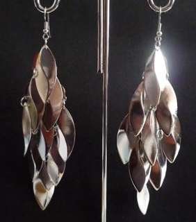 Fashion Long Silver Vintage Leaves Dangle Earrings A41  