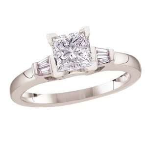   Baguette Side Stones Ring (3/4 ct tw, H, SI2) Size 7.5 Jewelry
