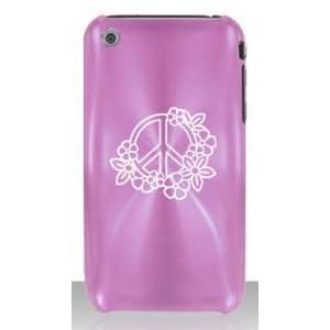 Apple iPhone 3G 3GS Pink C93 Aluminum Metal Back Case Peace Sign with 