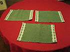 lot of 3 placemats green cloth fabric nice table