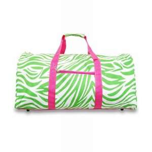 Zebra Lime Green Hot Pink Duffle Bag 22  Sports 