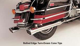 SANTEE ROLLED EGDE TURN DOWN CONE TIPS MUFFLERS TOURING FOR HARLEY 