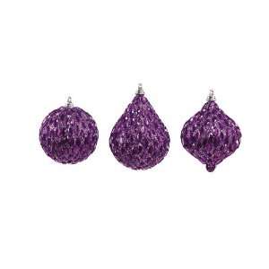  Club Pack of 12 Purple Jeweled Onion, Teardrop & Ball 