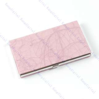 Pink Leather Metal Business Credit Card Holder Case Box  