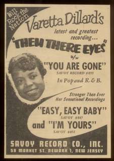   photo Them There Eyes Savoy Records scarce music trade ad  