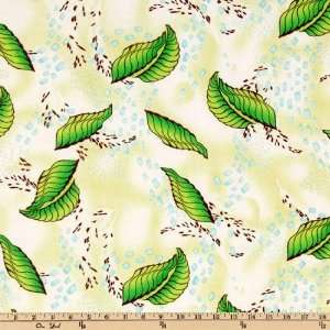  62 Wide Stretch Jersey ITY Knit Leaves Lime/White Fabric 