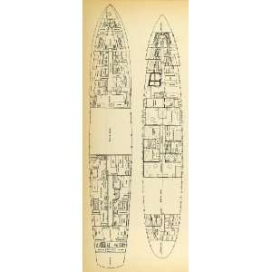  Military Diagram Boat Liner   Original Halftone Print