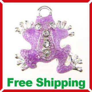 C112 Metal charm pendant beads Purple frog (3pcs)  
