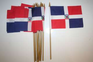 DOMINICAN REPUBLIC 4 X 6 INCH SMALL STICK FLAGS NEW  